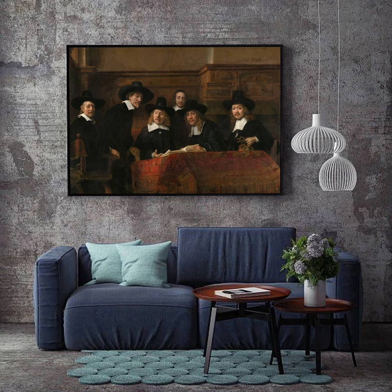 Tablou Rembrandt - Sindicii breslei postăvarilor, tablou reproducere pentru birouri, cabinete, biblioteci sau livinguri sofisticate Tablou Rembrandt - Sindicii breslei postăvarilor, tablou reproducere pentru birouri, cabinete, biblioteci sau livinguri sofisticate