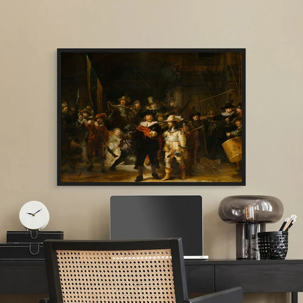 Tablou Rembrandt - Rondul de noapte, tablou reproducere pentru livinguri spațioase, birouri elegante sau holuri primitoare