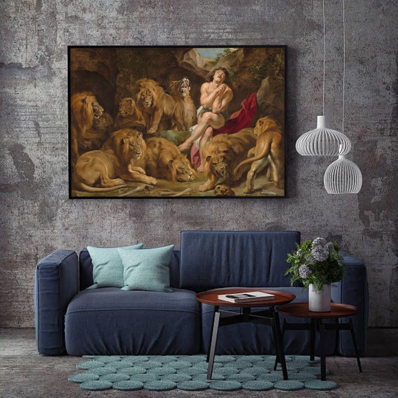 Tablou Rubens - Daniel în groapa cu lei, tablou reproducere pentru livinguri spațioase, birouri elegante, biblioteci sau hoteluri Tablou Rubens - Daniel în groapa cu lei, tablou reproducere pentru livinguri spațioase, birouri elegante, biblioteci sau hoteluri