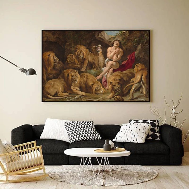 Tablou Rubens - Daniel în groapa cu lei, tablou reproducere pentru livinguri spațioase, birouri elegante, biblioteci sau hoteluri Tablou Rubens - Daniel în groapa cu lei, tablou reproducere pentru livinguri spațioase, birouri elegante, biblioteci sau hoteluri