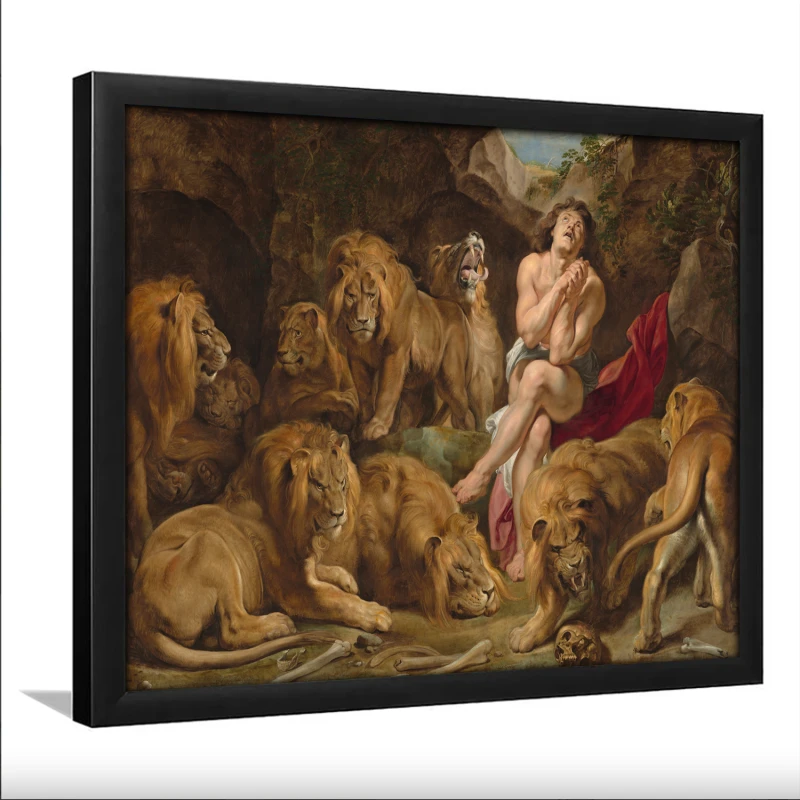 Tablou Rubens - Daniel în groapa cu lei, tablou reproducere pentru livinguri spațioase, birouri elegante, biblioteci sau hoteluri Tablou Rubens - Daniel în groapa cu lei, tablou reproducere pentru livinguri spațioase, birouri elegante, biblioteci sau hoteluri