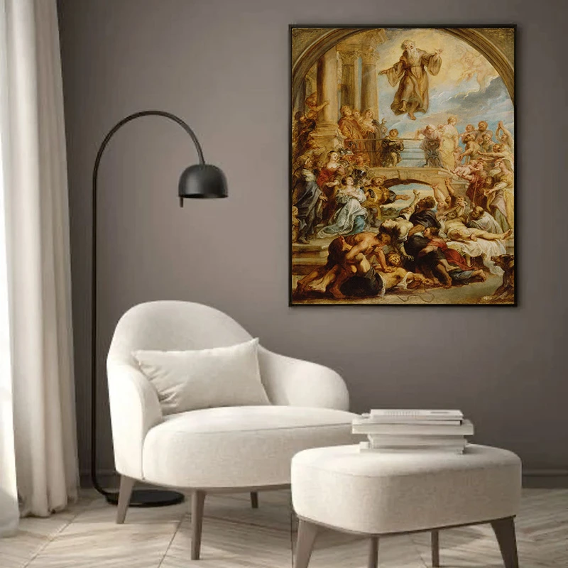 Tablou Rubens - Miracolele Sfântului Francisc de Paola, tablou reproducere înrămat ideal pentru livinguri spațioase, holuri mari sau birouri Tablou Rubens - Miracolele Sfântului Francisc de Paola, tablou reproducere înrămat ideal pentru livinguri spațioase, holuri mari sau birouri