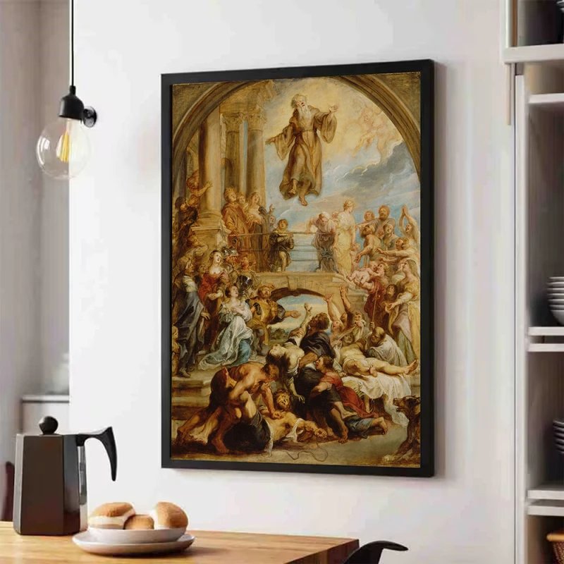 Tablou Rubens - Miracolele Sfântului Francisc de Paola, tablou reproducere înrămat ideal pentru livinguri spațioase, holuri mari sau birouri Tablou Rubens - Miracolele Sfântului Francisc de Paola, tablou reproducere înrămat ideal pentru livinguri spațioase, holuri mari sau birouri