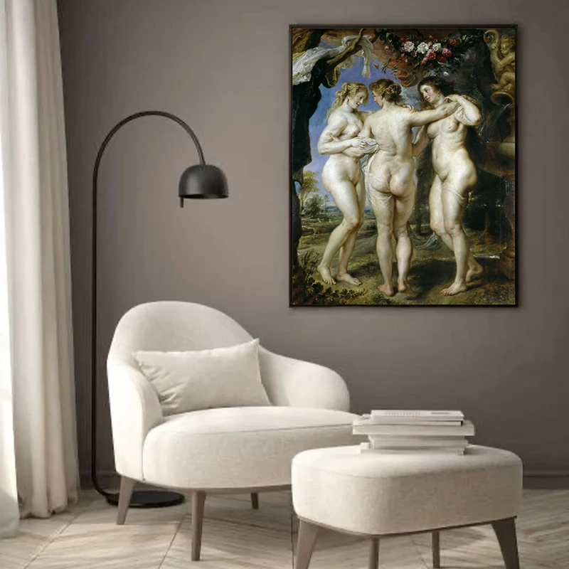 Tablou Rubens - Cele Trei Grații, tablou reproducere înrămat pentru un living sofisticat, un birou elegant sau un dormitor cu personalitate Tablou Rubens - Cele Trei Grații, tablou reproducere înrămat pentru un living sofisticat, un birou elegant sau un dormitor cu personalitate