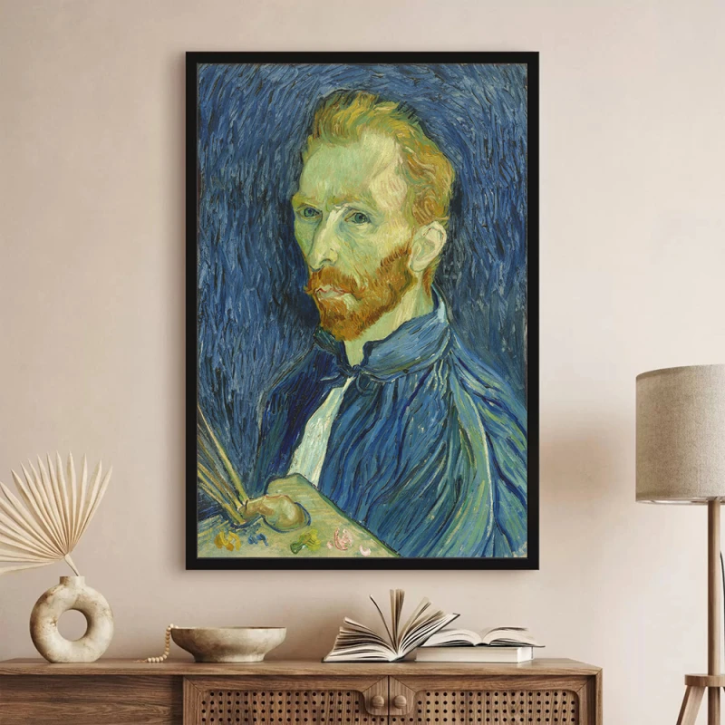 Tablou Vincent van Gogh - Autoportret din 1889, tablou reproducere înrămat un magnet de complimente pentru livingul, biroul sau dormitorul tău Tablou Vincent van Gogh - Autoportret din 1889, tablou reproducere înrămat un magnet de complimente pentru livingul, biroul sau dormitorul tău