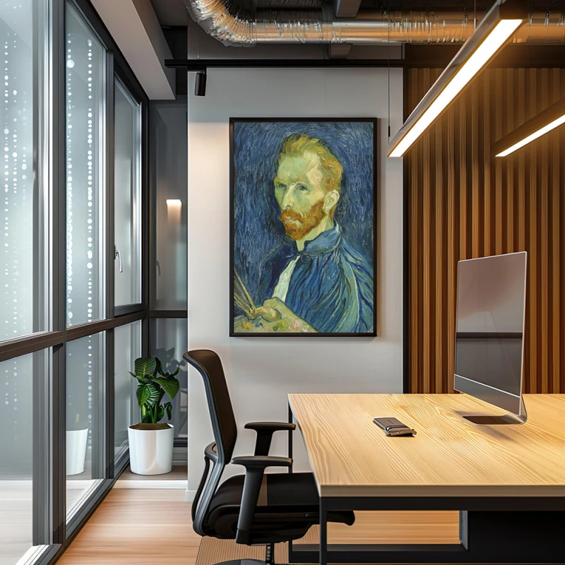 Tablou Vincent van Gogh - Autoportret din 1889, tablou reproducere înrămat un magnet de complimente pentru livingul, biroul sau dormitorul tău Tablou Vincent van Gogh - Autoportret din 1889, tablou reproducere înrămat un magnet de complimente pentru livingul, biroul sau dormitorul tău