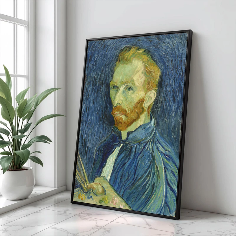 Tablou Vincent van Gogh - Autoportret din 1889, tablou reproducere înrămat un magnet de complimente pentru livingul, biroul sau dormitorul tău Tablou Vincent van Gogh - Autoportret din 1889, tablou reproducere înrămat un magnet de complimente pentru livingul, biroul sau dormitorul tău