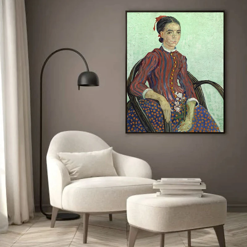 Tablou Vincent van Gogh - La Mousme, tablou reproducere înrămat atmosferă caldă pentru livingul, biroul sau dormitorul tău Tablou Vincent van Gogh - La Mousme, tablou reproducere înrămat atmosferă caldă pentru livingul, biroul sau dormitorul tău