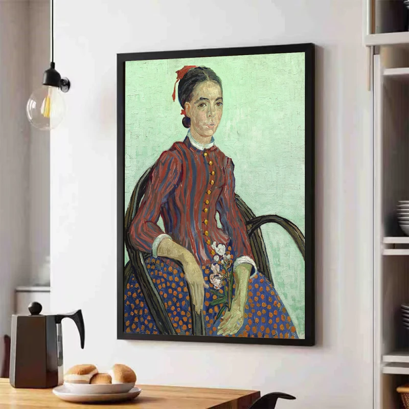 Tablou Vincent van Gogh - La Mousme, tablou reproducere înrămat atmosferă caldă pentru livingul, biroul sau dormitorul tău Tablou Vincent van Gogh - La Mousme, tablou reproducere înrămat atmosferă caldă pentru livingul, biroul sau dormitorul tău