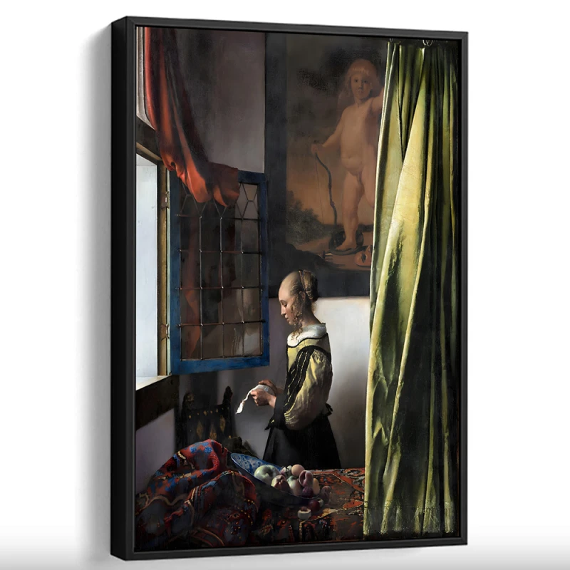 Tablou Vermeer - Fată citind o scrisoare la fereastră, tablou reproducere înrămat se potrivește perfect în livinguri clasice, birouri elegante, biblioteci sau holuri luminate Tablou Vermeer - Fată citind o scrisoare la fereastră, tablou reproducere înrămat se potrivește perfect în livinguri clasice, birouri elegante, biblioteci sau holuri luminate
