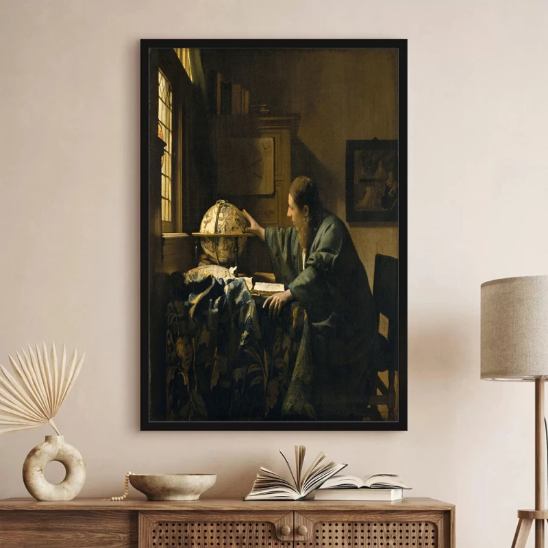 Tablou Vermeer - Astronomul, tablou reproducere înrămat pentru livinguri, birouri de lucru, cabinete private sau biblioteci Tablou Vermeer - Astronomul, tablou reproducere înrămat pentru livinguri, birouri de lucru, cabinete private sau biblioteci