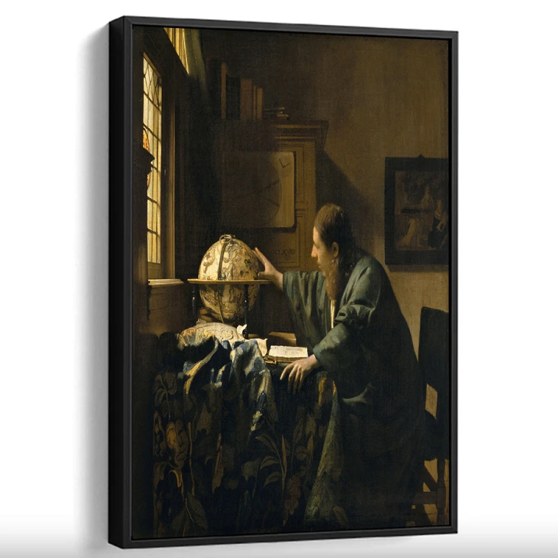 Tablou Vermeer - Astronomul, tablou reproducere înrămat pentru livinguri, birouri de lucru, cabinete private sau biblioteci Tablou Vermeer - Astronomul, tablou reproducere înrămat pentru livinguri, birouri de lucru, cabinete private sau biblioteci