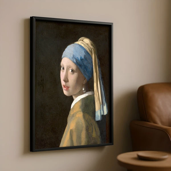 Tablou Vermeer - Fata cu cercel de perlă, tablou reproducere înrămat excelent în livinguri elegante, în birouri sofisticate sau în dormitoare relaxante