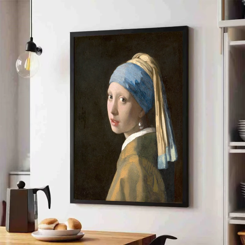 Tablou Vermeer - Fata cu cercel de perlă, tablou reproducere înrămat excelent în livinguri elegante, în birouri sofisticate sau în dormitoare relaxante Tablou Vermeer - Fata cu cercel de perlă, tablou reproducere înrămat excelent în livinguri elegante, în birouri sofisticate sau în dormitoare relaxante