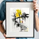 Tablou abstract modern înrămat – Pași Tăcuți, iubirea ca artă contemporană Tablou abstract modern înrămat – Pași Tăcuți, iubirea ca artă contemporană