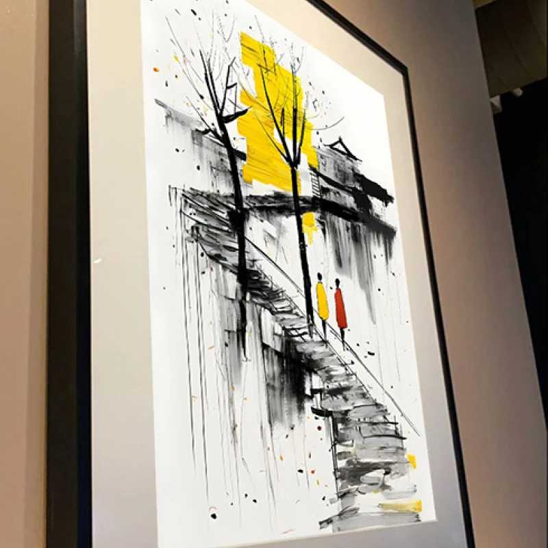 Tablou abstract modern înrămat – Pași Tăcuți, iubirea ca artă contemporană Tablou abstract modern înrămat – Pași Tăcuți, iubirea ca artă contemporană