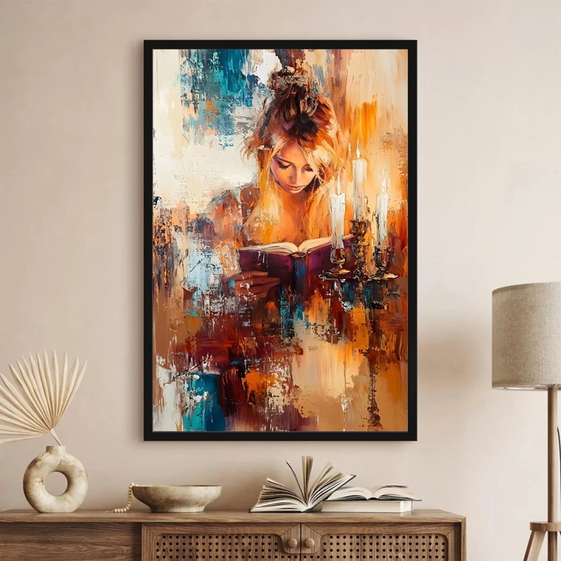 Tablou abstract cu ramă - Lumina dintre Pagini, tablou abstract modern, perfect pentru living, birou, hol Tablou abstract cu ramă - Lumina dintre Pagini, tablou abstract modern, perfect pentru living, birou, hol