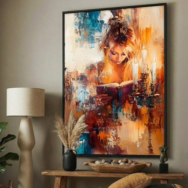 Tablou abstract cu ramă - Lumina dintre Pagini, tablou abstract modern, perfect pentru living, birou, hol Tablou abstract cu ramă - Lumina dintre Pagini, tablou abstract modern, perfect pentru living, birou, hol