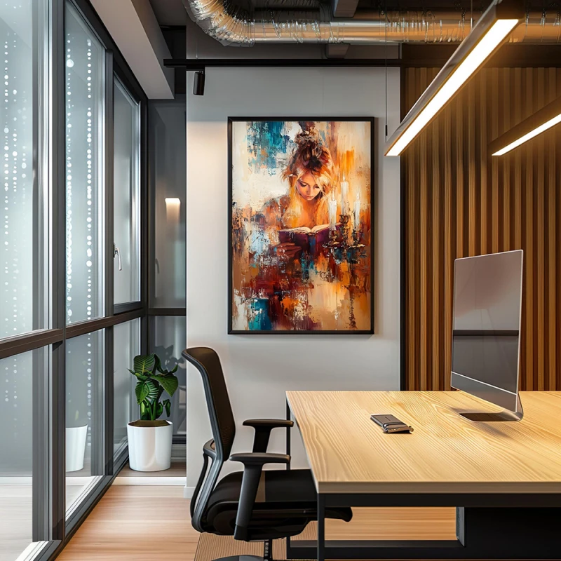 Tablou abstract cu ramă - Lumina dintre Pagini, tablou abstract modern, perfect pentru living, birou, hol Tablou abstract cu ramă - Lumina dintre Pagini, tablou abstract modern, perfect pentru living, birou, hol
