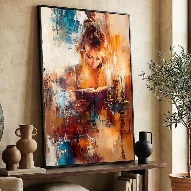 Tablou abstract cu ramă - Lumina dintre Pagini, tablou abstract modern, perfect pentru living, birou, hol Tablou abstract cu ramă - Lumina dintre Pagini, tablou abstract modern, perfect pentru living, birou, hol