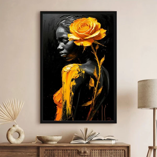 Tablou abstract cu ramă - Trandafirul Galben, tablou abstract pentru interior modern și sofisticat
