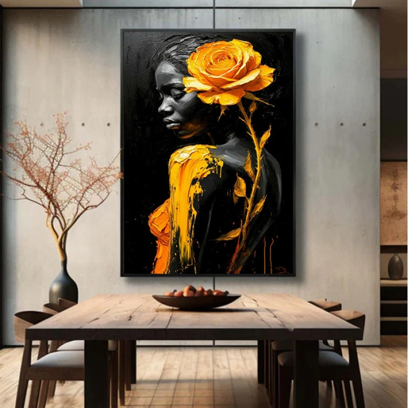 Tablou abstract cu ramă - Trandafirul Galben, tablou abstract pentru interior modern și sofisticat Tablou abstract cu ramă - Trandafirul Galben, tablou abstract pentru interior modern și sofisticat