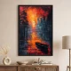 Tablou abstract cu ramă - Apus Incandescent, tablou abstract modern pentru spații contemporane elegante Tablou abstract cu ramă - Apus Incandescent, tablou abstract modern pentru spații contemporane elegante