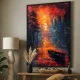 Tablou abstract cu ramă - Apus Incandescent, tablou abstract modern pentru spații contemporane elegante Tablou abstract cu ramă - Apus Incandescent, tablou abstract modern pentru spații contemporane elegante