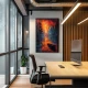 Tablou abstract cu ramă - Apus Incandescent, tablou abstract modern pentru spații contemporane elegante Tablou abstract cu ramă - Apus Incandescent, tablou abstract modern pentru spații contemporane elegante