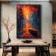Tablou abstract cu ramă - Apus Incandescent, tablou abstract modern pentru spații contemporane elegante Tablou abstract cu ramă - Apus Incandescent, tablou abstract modern pentru spații contemporane elegante