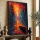 Tablou abstract cu ramă - Apus Incandescent, tablou abstract modern pentru spații contemporane elegante Tablou abstract cu ramă - Apus Incandescent, tablou abstract modern pentru spații contemporane elegante