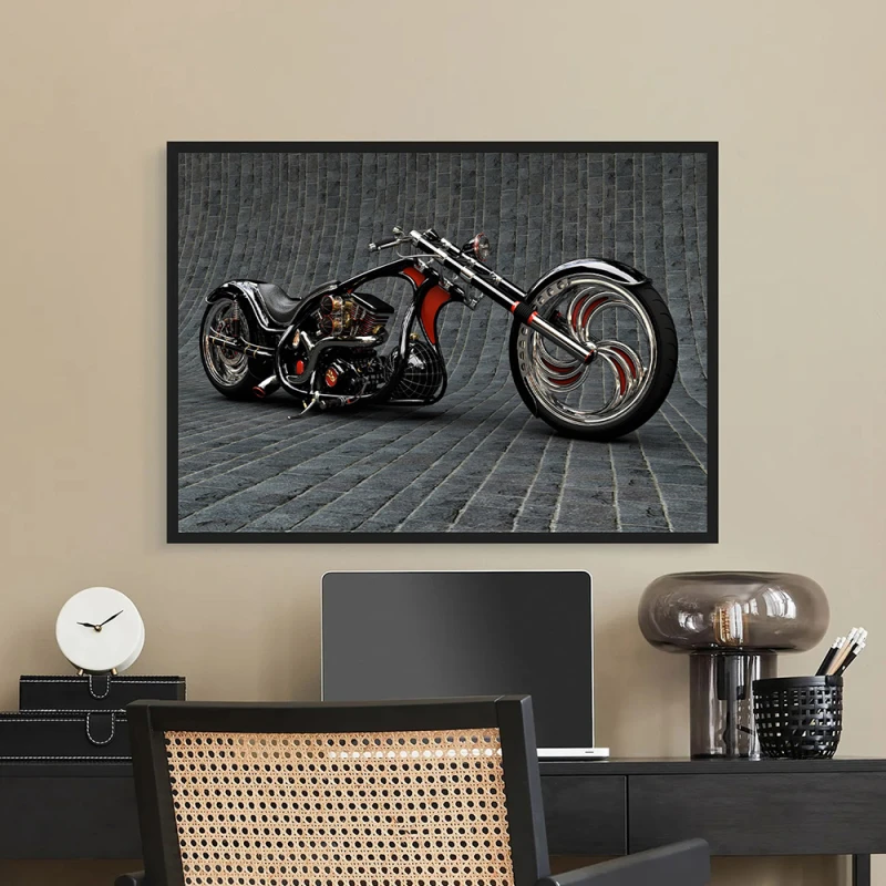 Tablou Motocicletă Chopper Custom Înramat Tablou Motocicletă Chopper Custom Înramat