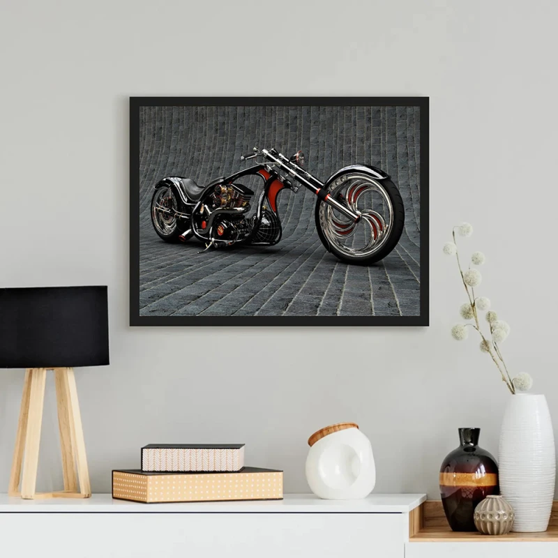 Tablou Motocicletă Chopper Custom Înramat Tablou Motocicletă Chopper Custom Înramat