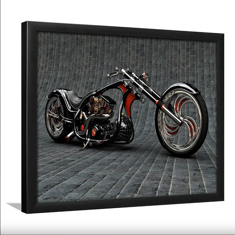Tablou Motocicletă Chopper Custom Înramat Tablou Motocicletă Chopper Custom Înramat
