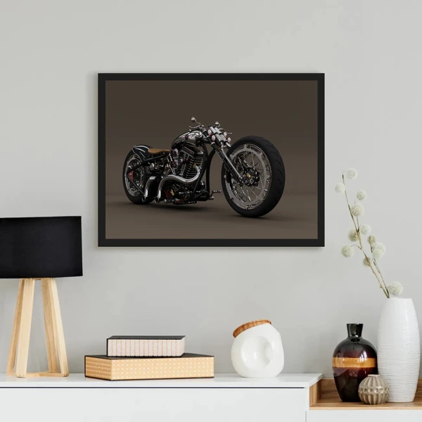 Tablou Motocicletă Bobber Vintage Înramat