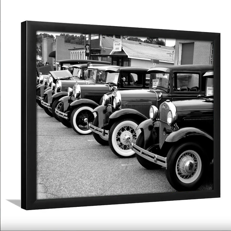 Tablou Alb-Negru Mașini Epocă Ford Model A Înramat Tablou Alb-Negru Mașini Epocă Ford Model A Înramat