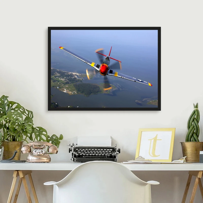 Tablou Avion Epocă P-51 Mustang Înramat