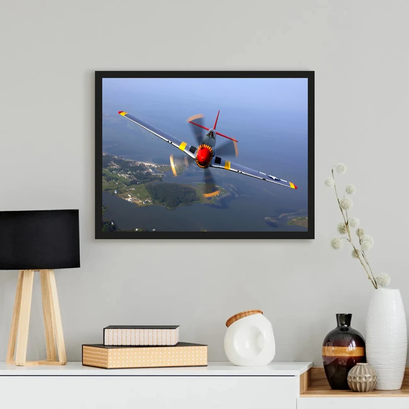 Tablou Avion Epocă P-51 Mustang Înramat