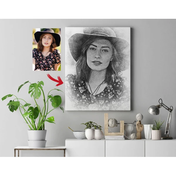 Desen in Creion cu Poza - Tablouri personalizate