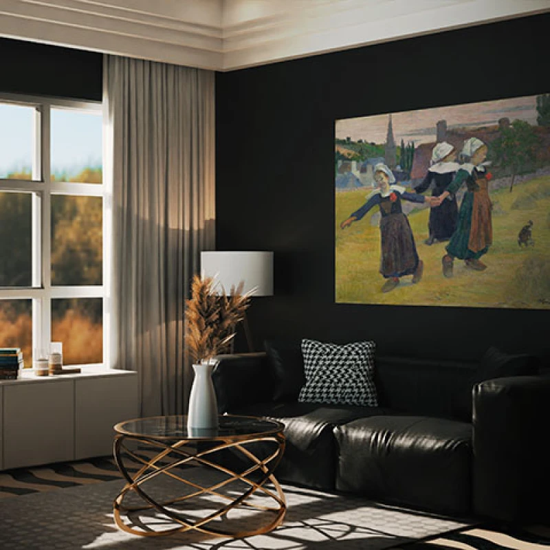 Fete Bretone Dansand la Pont-Aven - Reproduceri pictori celebri