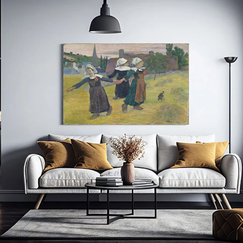 Fete Bretone Dansand la Pont-Aven - Reproduceri pictori celebri