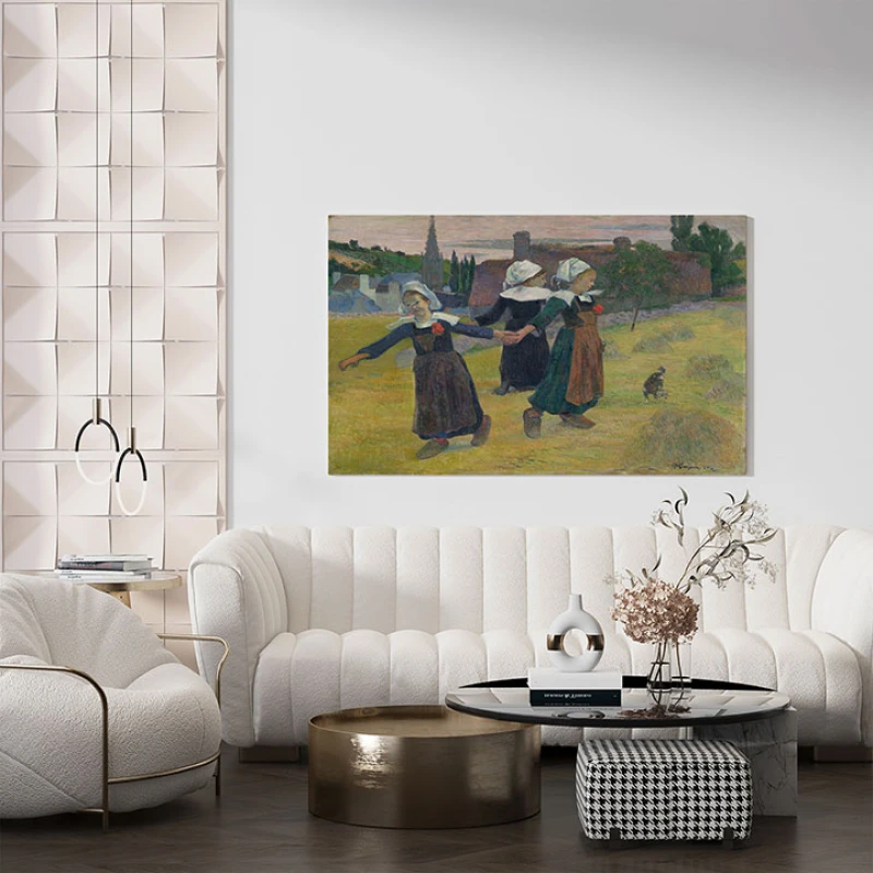 Fete Bretone Dansand la Pont-Aven - Reproduceri pictori celebri