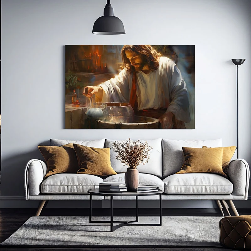 Transformarea apei in vin - Tablou religios