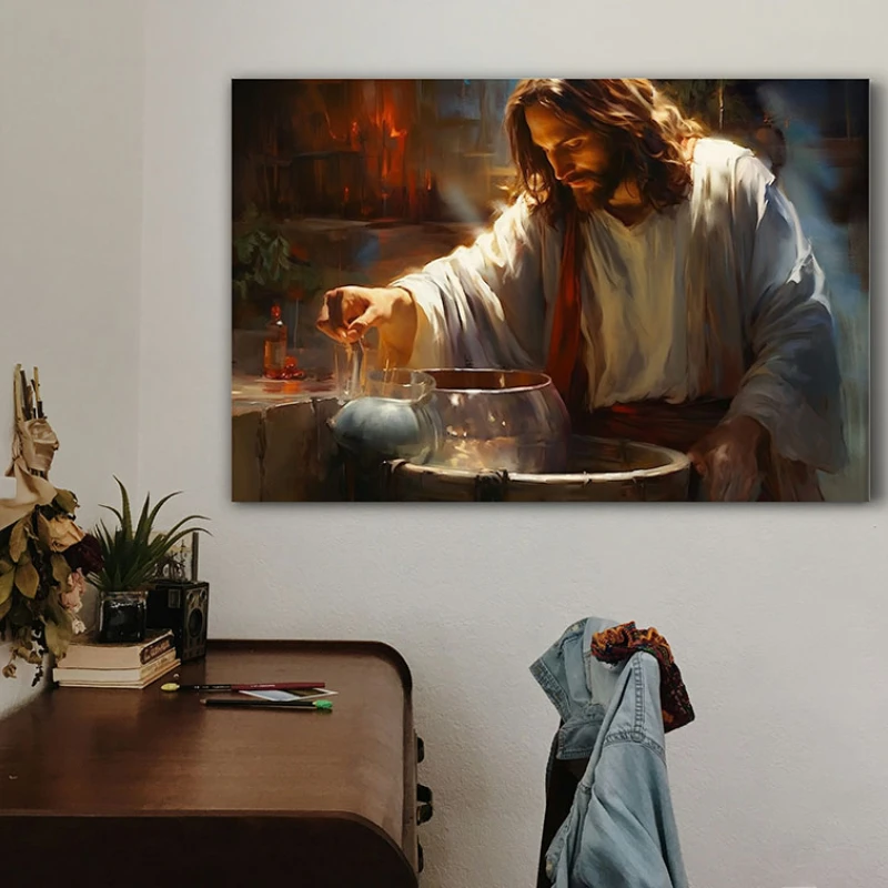 Transformarea apei in vin - Tablou religios