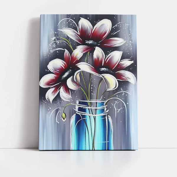 Tablou Modern cu Flori - Pictura cu petale, Design Contemporan