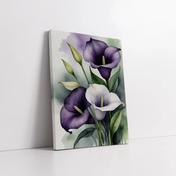 Tablou cu Cale în Acuarelă - Tăcerile Florilor, Eleganță și Caldură Tablou cu Cale în Acuarelă - Tăcerile Florilor, Eleganță și Caldură
