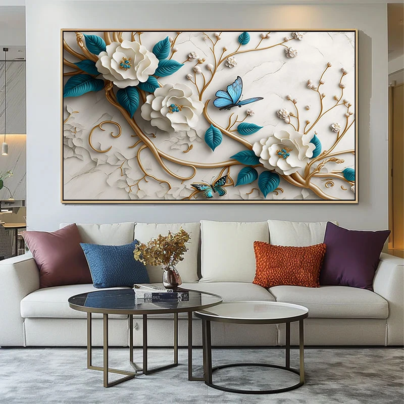 Tablou canvas cu flori - Serenada în Albastru, piesă de rezistență cu accent cromatic pentru spații zen sau birouri rafinate Tablou canvas cu flori - Serenada în Albastru, piesă de rezistență cu accent cromatic pentru spații zen sau birouri rafinate