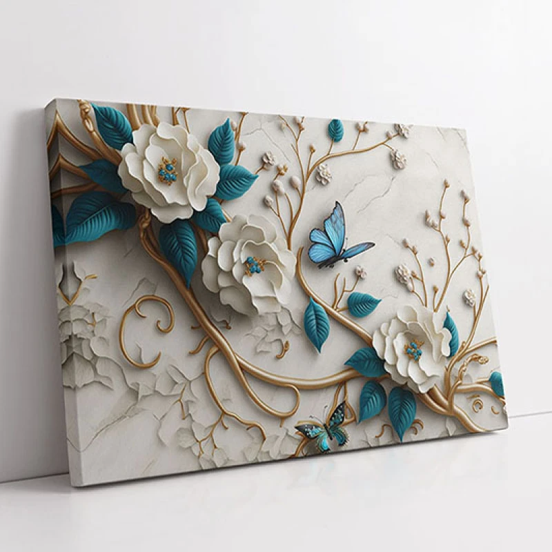 Tablou canvas cu flori - Serenada în Albastru, piesă de rezistență cu accent cromatic pentru spații zen sau birouri rafinate Tablou canvas cu flori - Serenada în Albastru, piesă de rezistență cu accent cromatic pentru spații zen sau birouri rafinate