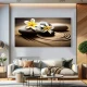 Tablou floral - Zen Stones, tablou cu flori pentru spații moderne și relaxante Tablou floral - Zen Stones, tablou cu flori pentru spații moderne și relaxante