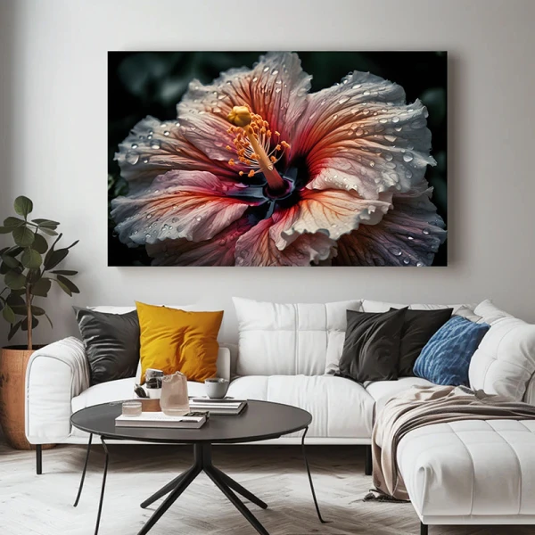 Tablou canvas cu flori - Roua Dimineții, tablou delicat cu magnolie pentru dormitoare romantice sau saloane elegante Tablou canvas cu flori - Roua Dimineții, tablou delicat cu magnolie pentru dormitoare romantice sau saloane elegante